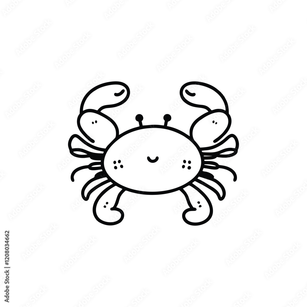 Cute crab vector with line art design Cute crab vector with line art design