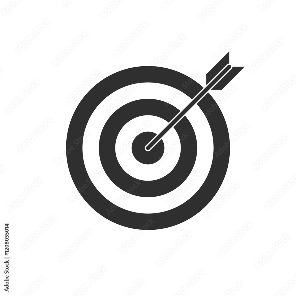Target arrow flat icon. Arrow hitting target. Business concept. Target arrow flat icon. Arrow hitting target. Business concept.