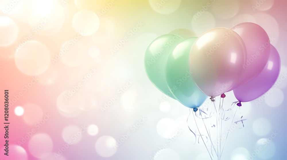Pastel Balloons Float Against A Soft Bokeh Background Pastel Balloons Float Against A Soft Bokeh Background
