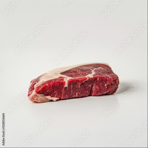 Raw mutton fillet isolated, lamb meat pieces, tenderloin or mutton sirloin meat. Fresh sheep fillet cubes, loin filet on white background photo