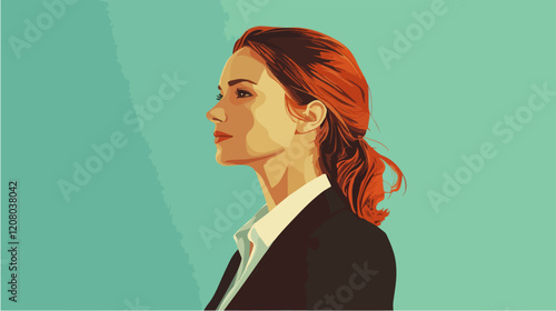 Flat vector illustration of business woman. Office worker. Entrepreneur. Director. Beautiful female.