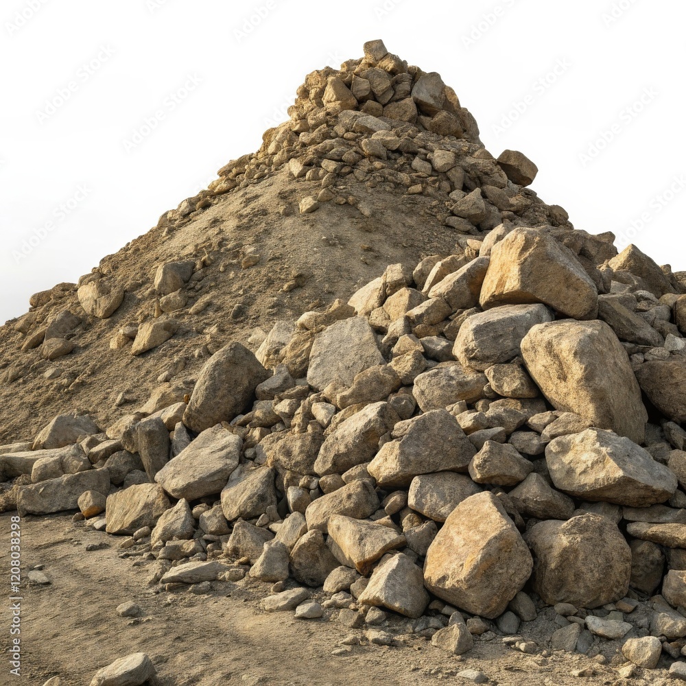 Rock Pile Composition A Conical Mound of Stones,Sand Texture,White Background, geology, landscape geology, landscape Rock Pile Composition A Conical Mound of Stones,Sand Texture,White Background, geology, landscape geology, landscape