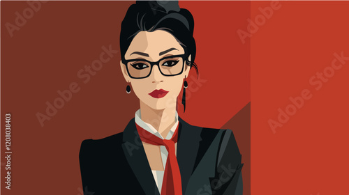 Flat vector illustration of business woman. Office worker. Entrepreneur. Director. Beautiful female.