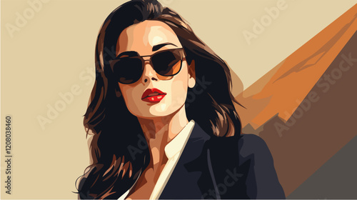Flat vector illustration of business woman. Office worker. Entrepreneur. Director. Beautiful female.