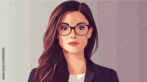 Flat vector illustration of business woman. Office worker. Entrepreneur. Director. Beautiful female.
