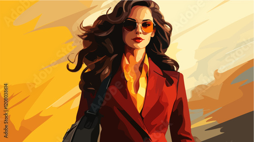 Flat vector illustration of business woman. Office worker. Entrepreneur. Director. Beautiful female.
