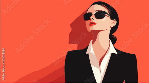 Flat vector illustration of business woman. Office worker. Entrepreneur. Director. Beautiful female.