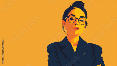 Flat vector illustration of business woman. Office worker. Entrepreneur. Director. Beautiful female.