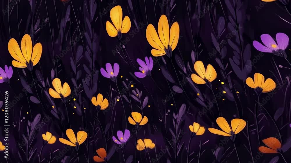 Looped Floral Pattern - Night Blooms Looped Floral Pattern - Night Blooms