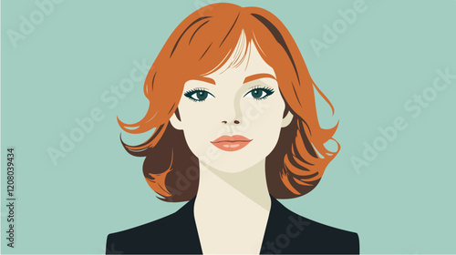 Flat vector illustration of business woman. Office worker. Entrepreneur. Director. Beautiful female.