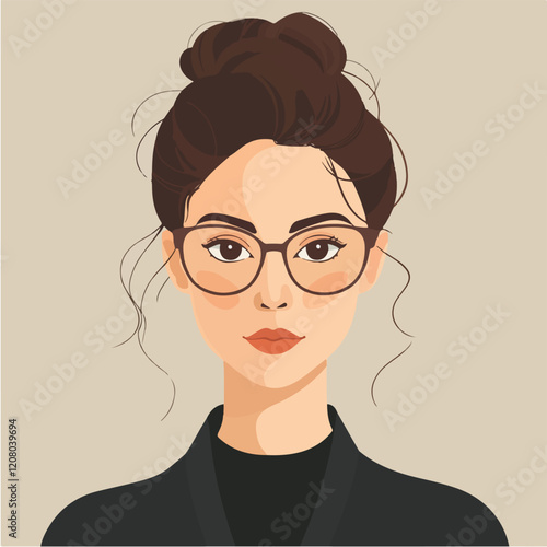 Flat vector illustration of business woman. Office worker. Entrepreneur. Director. Beautiful female.