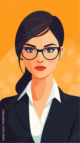 Flat vector illustration of business woman. Office worker. Entrepreneur. Director. Beautiful female.