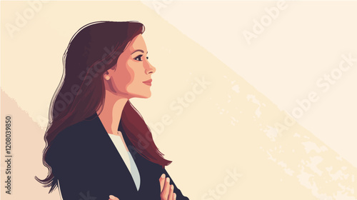 Flat vector illustration of business woman. Office worker. Entrepreneur. Director. Beautiful female.