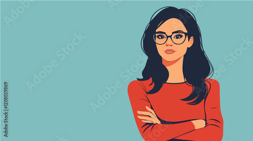 Flat vector illustration of business woman. Office worker. Entrepreneur. Director. Beautiful female.