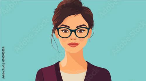 Flat vector illustration of business woman. Office worker. Entrepreneur. Director. Beautiful female.