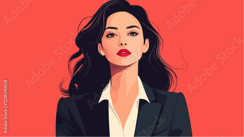 Flat vector illustration of business woman. Office worker. Entrepreneur. Director. Beautiful female.