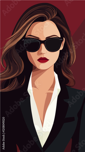 Flat vector illustration of business woman. Office worker. Entrepreneur. Director. Beautiful female.