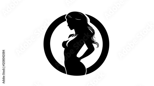 Black and white flat vector illustration of business woman. Office worker. Entrepreneur. Director. Beautiful woman.