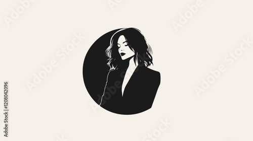 Black and white flat vector illustration of business woman. Office worker. Entrepreneur. Director. Beautiful woman.