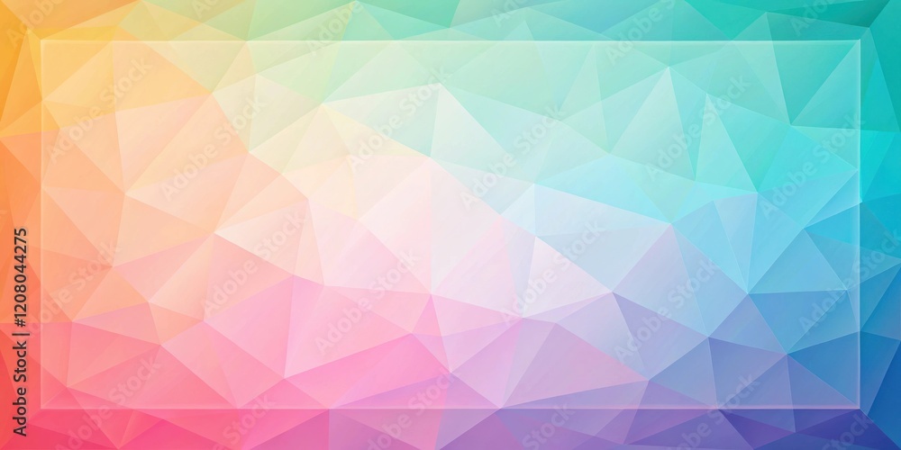 Obraz premium Pastel Rainbow Geometric Background with a Clear Frame for Text or Images