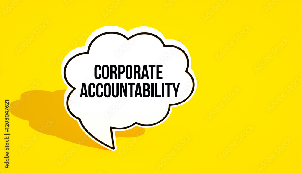 Corporate Accountability concept message written on speech bubble. Yellow background Corporate Accountability concept message written on speech bubble. Yellow background