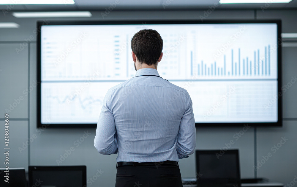 Fototapeta premium Corporate office digital display data analysis insights for modern workspaces