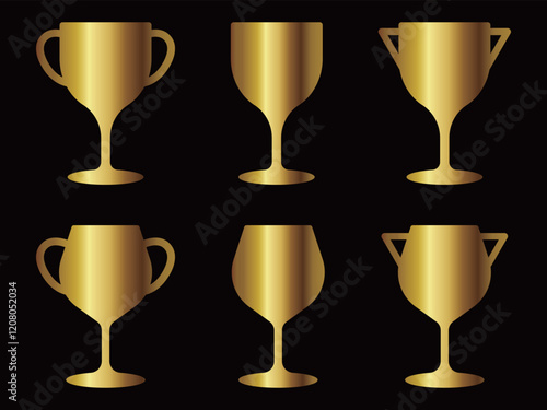 トロフィー6種セット　ゴールド