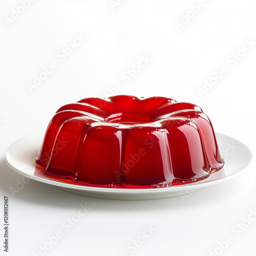 Quadro su tela Red gelatin dessert on white background