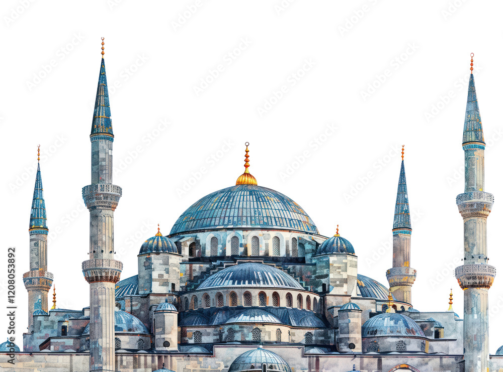 Fototapeta premium PNG Ottoman painting of mosque architecture building landmark.