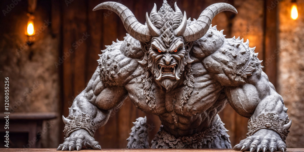 Obraz premium Powerful Stone Demon Statue.