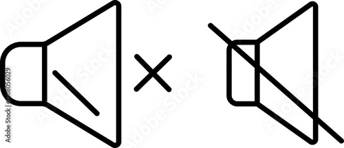 "Mute Icon - Line Symbol for Silencing Audio and Sound Control"
