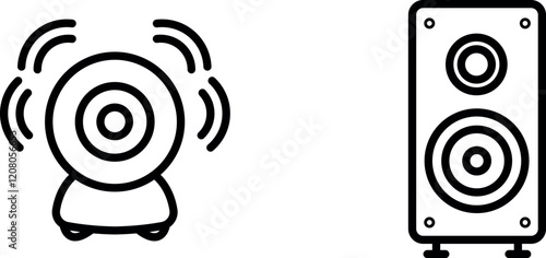 "Woofer Vector Outline Icon - Representing Audio, Sound, and Bass Frequency"