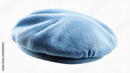 Stylish Blue French Beret in Side View, Elegant Design and Look