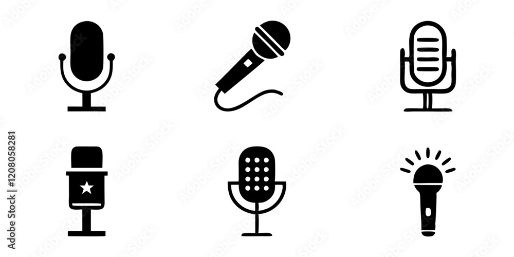 Fototapeta premium Microphone Icons Set for Web and Mobile Designs
