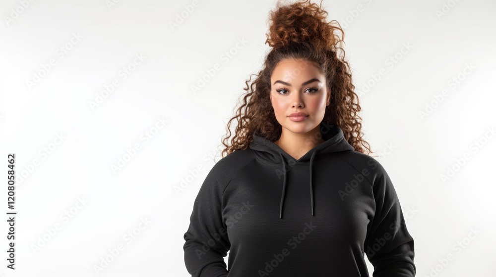 Confident Plus-Size Model in Teal Hoodie on Minimalist Background 12 Confident Plus-Size Model in Teal Hoodie on Minimalist Background 12