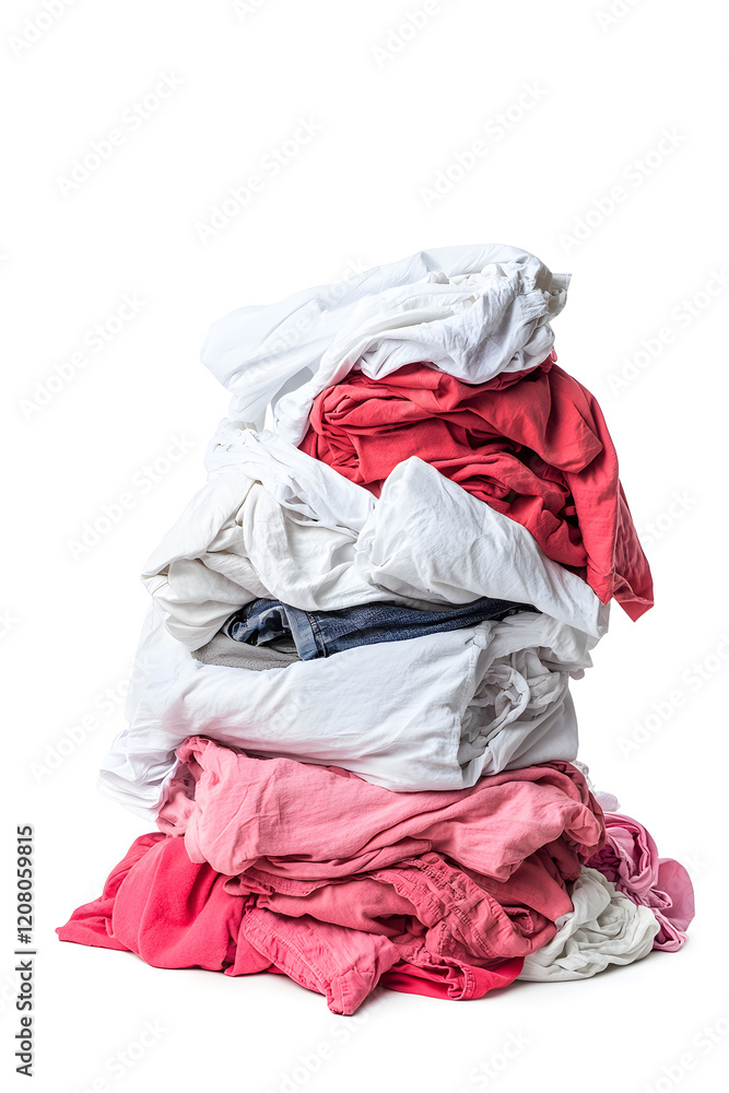 Big pile of dirty laundry, isolated on white background Big pile of dirty laundry, isolated on white background