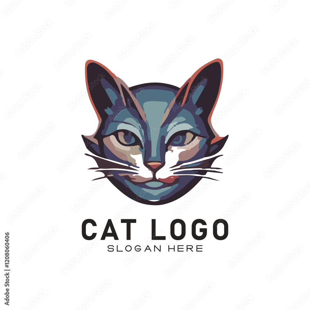 Fototapeta premium cute cate character vector logo design 