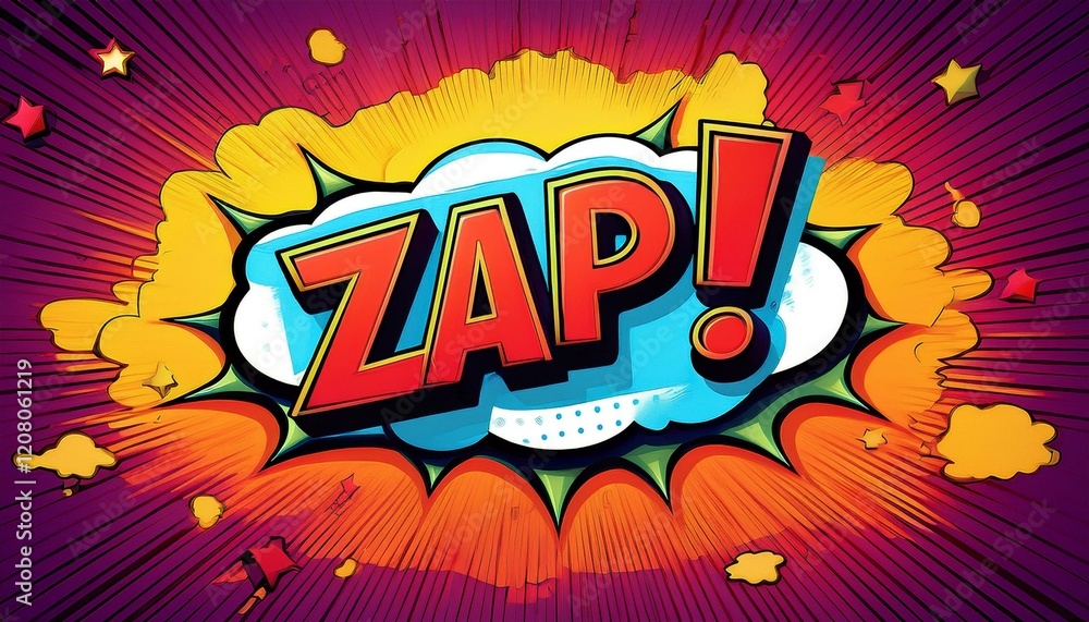 Zap! Comic Speech Bubble, Cartoon. Generated image Zap! Comic Speech Bubble, Cartoon. Generated image