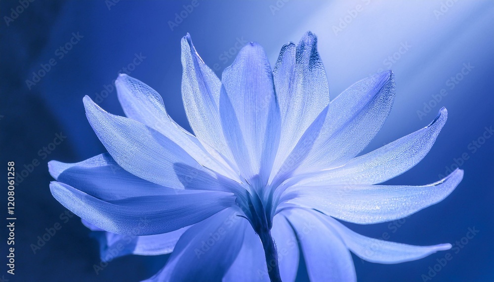 Fototapeta premium 얼음으로 된 꽃잎이 빛에 투과되어 섬세한 결과 투명한 내부 구조를 드러내는 모습