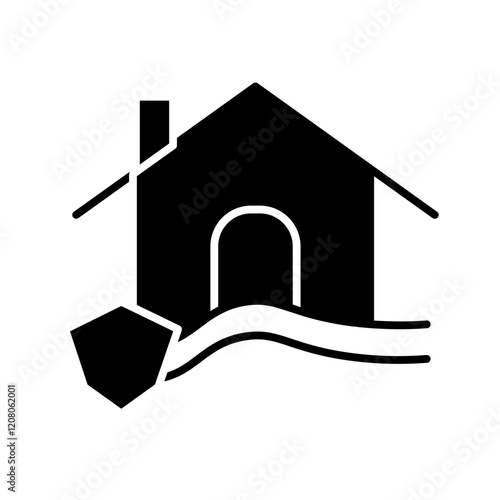 flooded house glyph icon