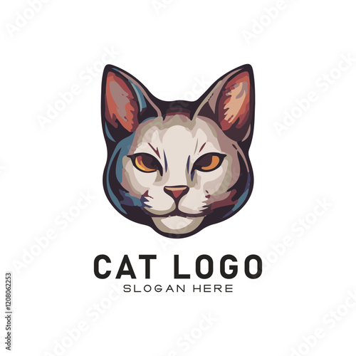 cute cate character vector logo design
