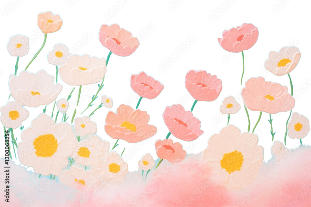 PNG Spring flowers backgrounds painting outdoors. PNG Spring flowers backgrounds painting outdoors.