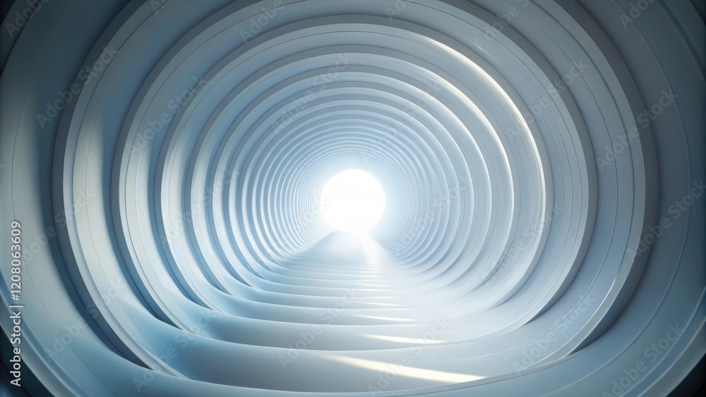 Fototapeta premium Abstract Concentric Circles Tunnel Leading to Bright Light