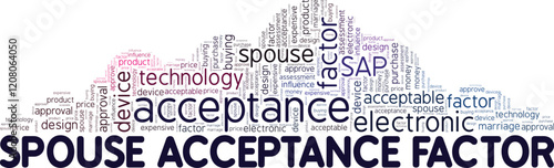 SAP - Spouse Acceptance Factor word cloud conceptual design isolated on white background.