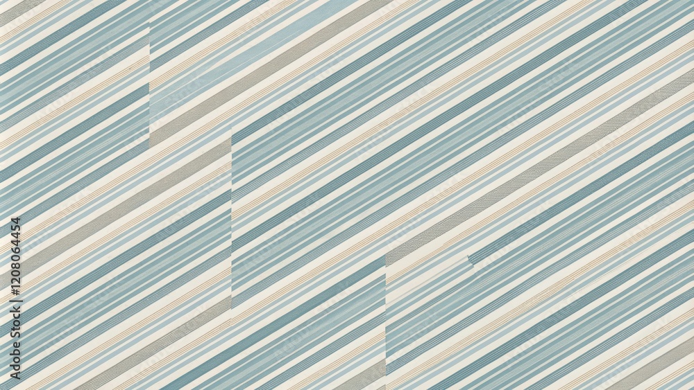 Fototapeta premium Abstract Diagonal Striped Pattern in Soft Blues and Creams for Textile Design
