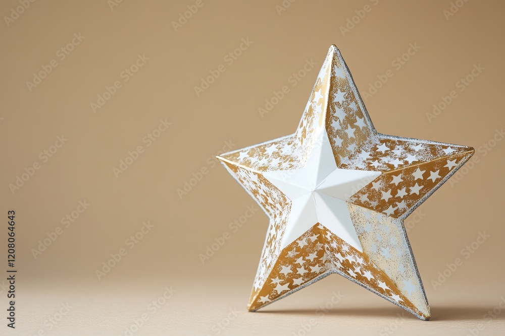 A gold and white star lantern symbolizing Diwali, styled on a neutral background A gold and white star lantern symbolizing Diwali, styled on a neutral background