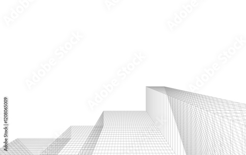 3d rendering sketch of modern building