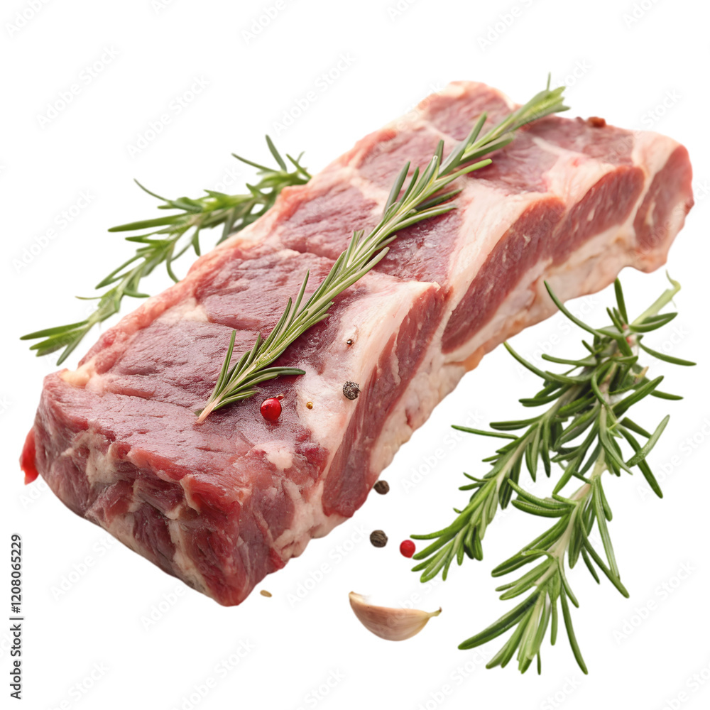 Fototapeta premium crude riba meat with rosemary on transparent background