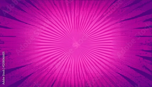Bright magenta and violet pop art background in retro comic style with halftone dotted design. Generated image