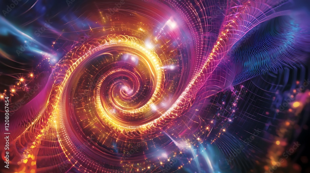 Obraz premium A colorful spiral with a bright yellow center